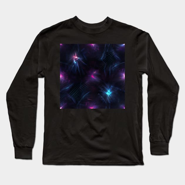 Neon Trippy EDM Festival Rave Pattern Long Sleeve T-Shirt by AlexandrAIart